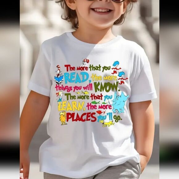 Colorful Graphic Dr Seuss Kids T-Shirt Sz 3/4 - Picture 1 of 3
